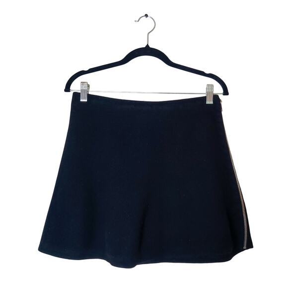 Theory Black Wool Knit Mini Skater Skirt Side Zip Small Minimalist Grunge - Picture 1 of 6